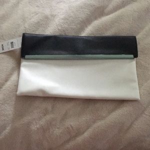 NWT black and white leather style Ann Taylor purse